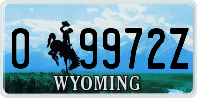 WY license plate 09972Z