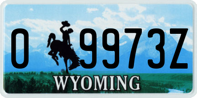 WY license plate 09973Z