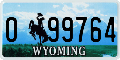 WY license plate 099764