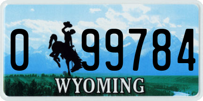 WY license plate 099784