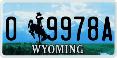 WY license plate 09978A