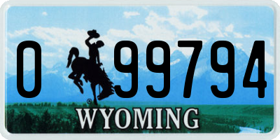WY license plate 099794