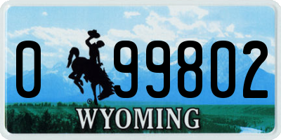 WY license plate 099802