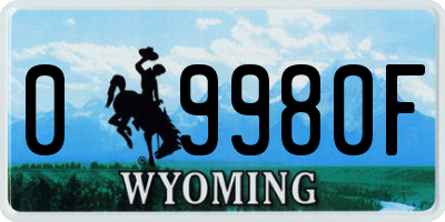 WY license plate 09980F