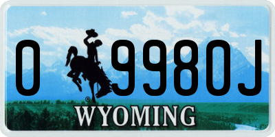 WY license plate 09980J