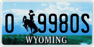 WY license plate 09980S