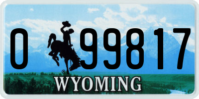 WY license plate 099817