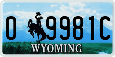 WY license plate 09981C