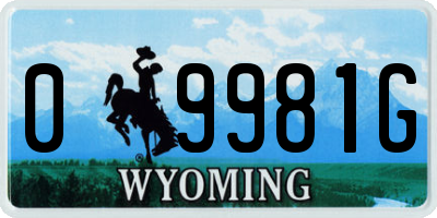 WY license plate 09981G