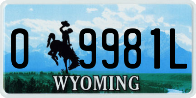 WY license plate 09981L