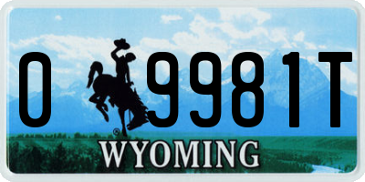 WY license plate 09981T