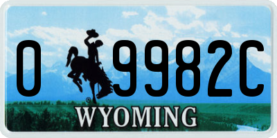 WY license plate 09982C