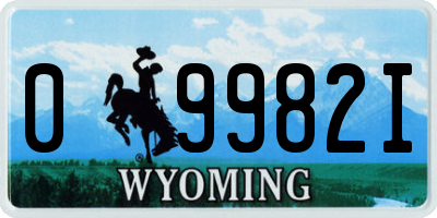WY license plate 09982I