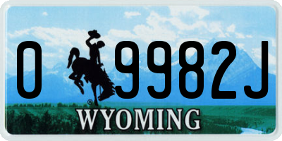 WY license plate 09982J