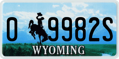 WY license plate 09982S