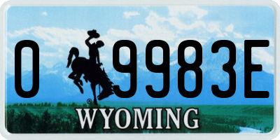WY license plate 09983E