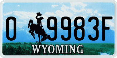 WY license plate 09983F