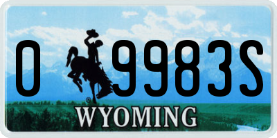 WY license plate 09983S