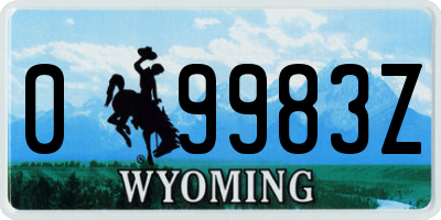 WY license plate 09983Z