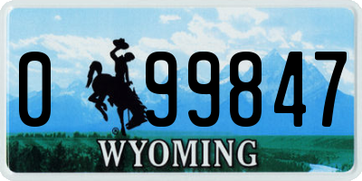WY license plate 099847