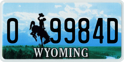 WY license plate 09984D
