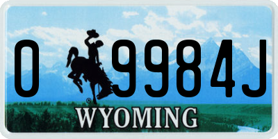 WY license plate 09984J