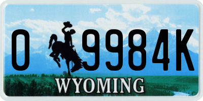 WY license plate 09984K