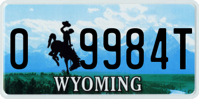 WY license plate 09984T