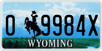 WY license plate 09984X