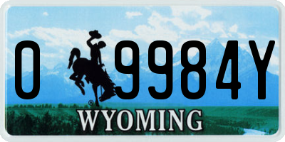 WY license plate 09984Y