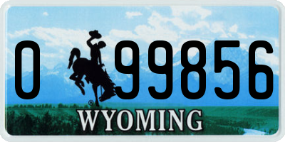 WY license plate 099856