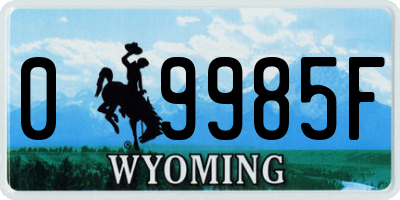 WY license plate 09985F