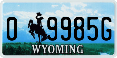 WY license plate 09985G