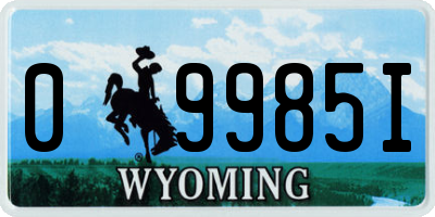 WY license plate 09985I