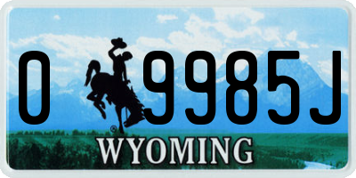 WY license plate 09985J