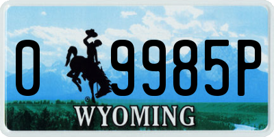 WY license plate 09985P