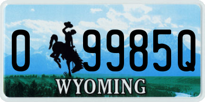 WY license plate 09985Q