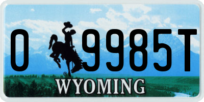 WY license plate 09985T