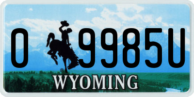 WY license plate 09985U