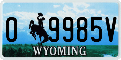 WY license plate 09985V