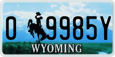 WY license plate 09985Y