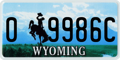 WY license plate 09986C