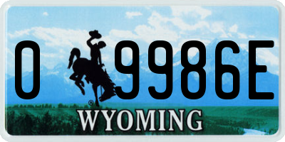 WY license plate 09986E