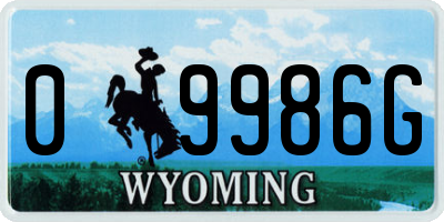 WY license plate 09986G