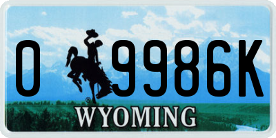 WY license plate 09986K