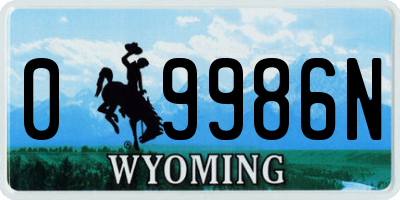 WY license plate 09986N