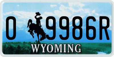 WY license plate 09986R