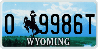 WY license plate 09986T