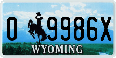 WY license plate 09986X