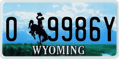 WY license plate 09986Y